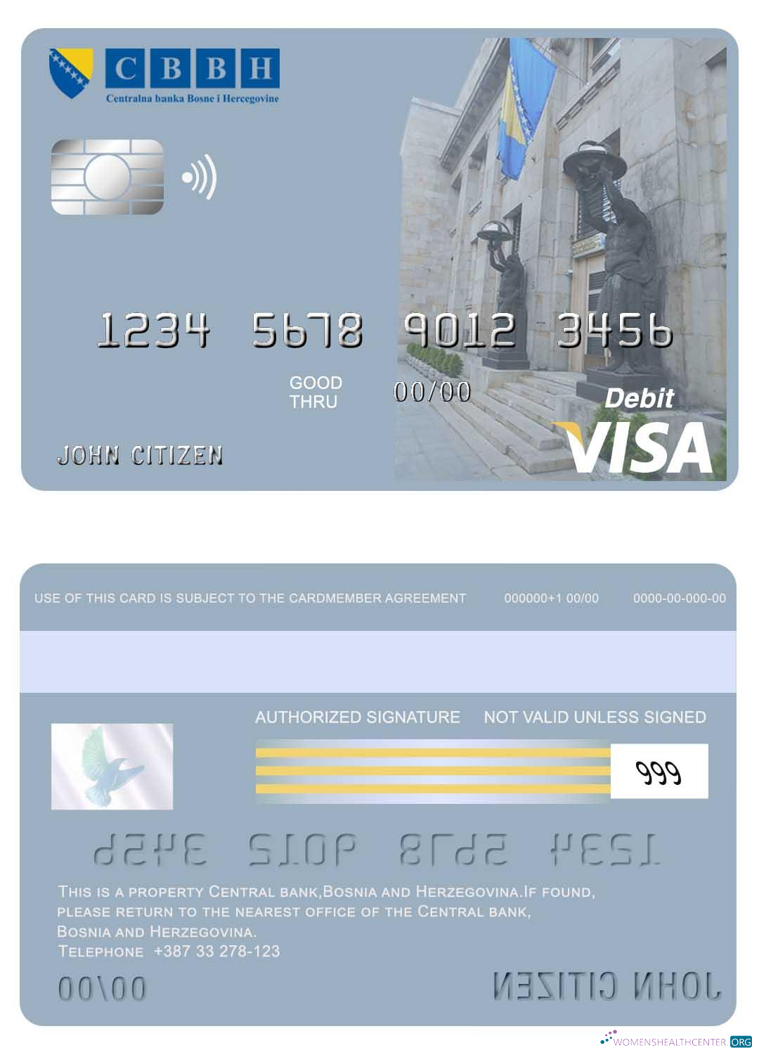 Download Bosnia and Herzegovina Central bank visa card Photoshop template